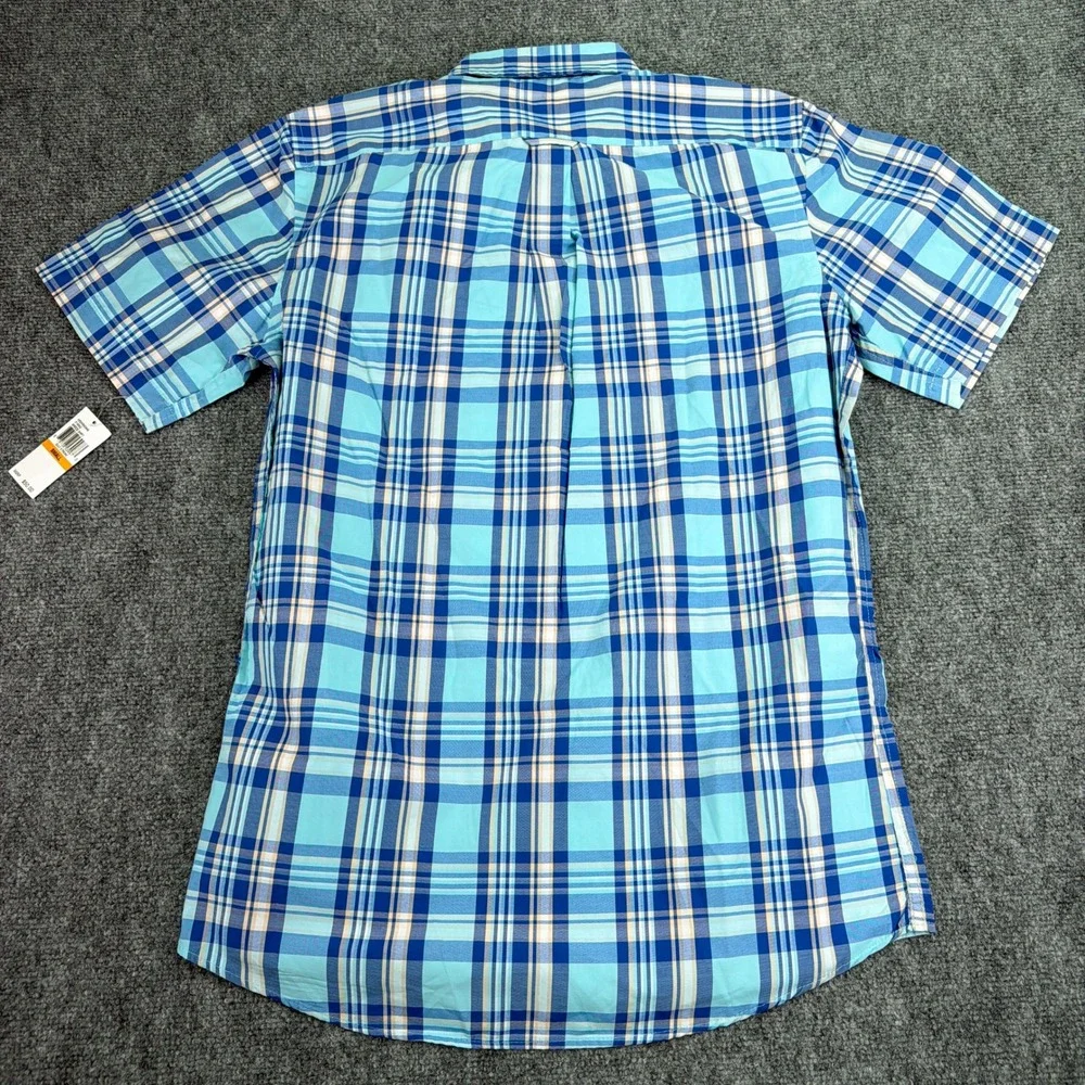 IZOD Shirt Men's Small Gulf Stream Blue Plaid Breeze Cool FX Button Down NWT